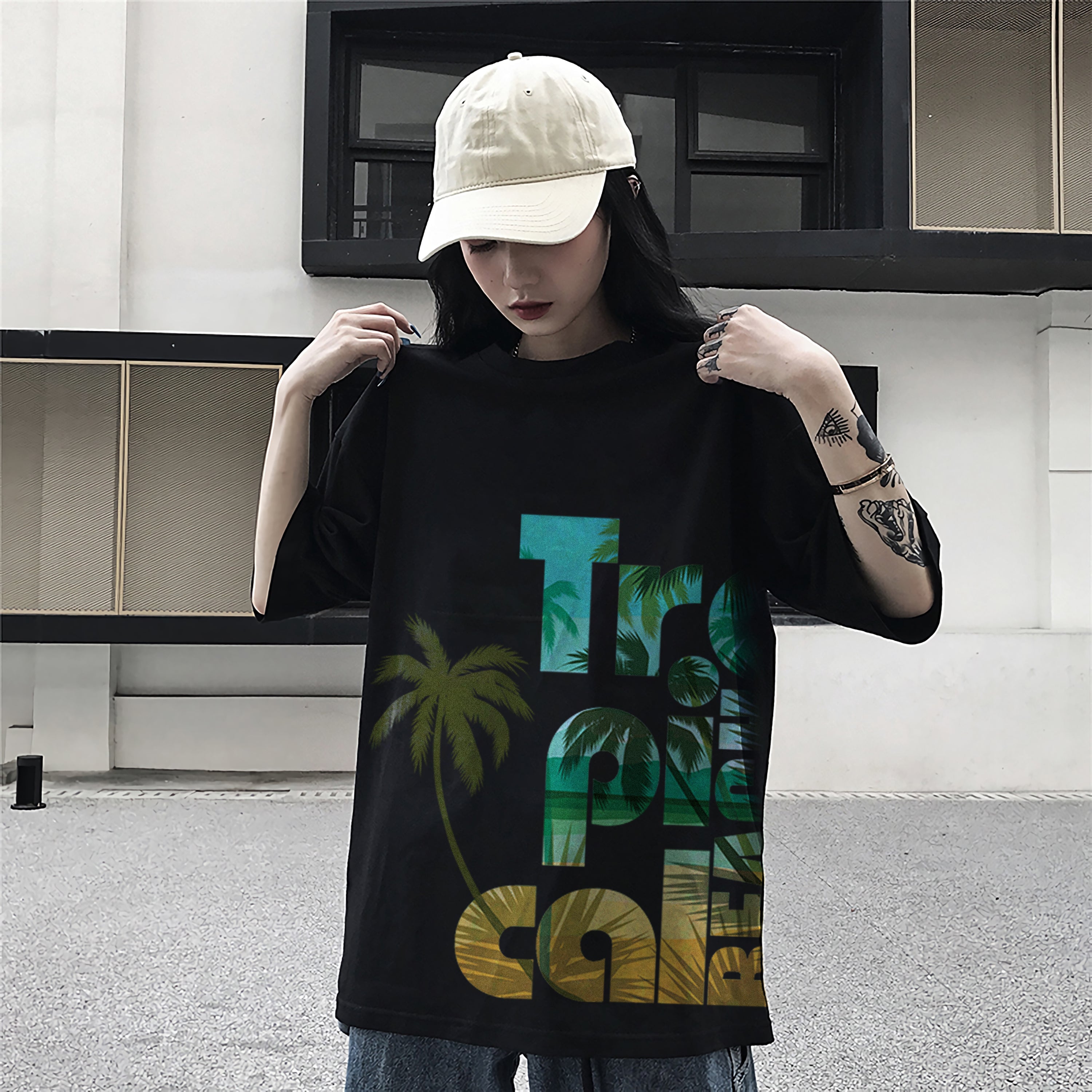 Oversize graphic T-shirt Tropical Beach