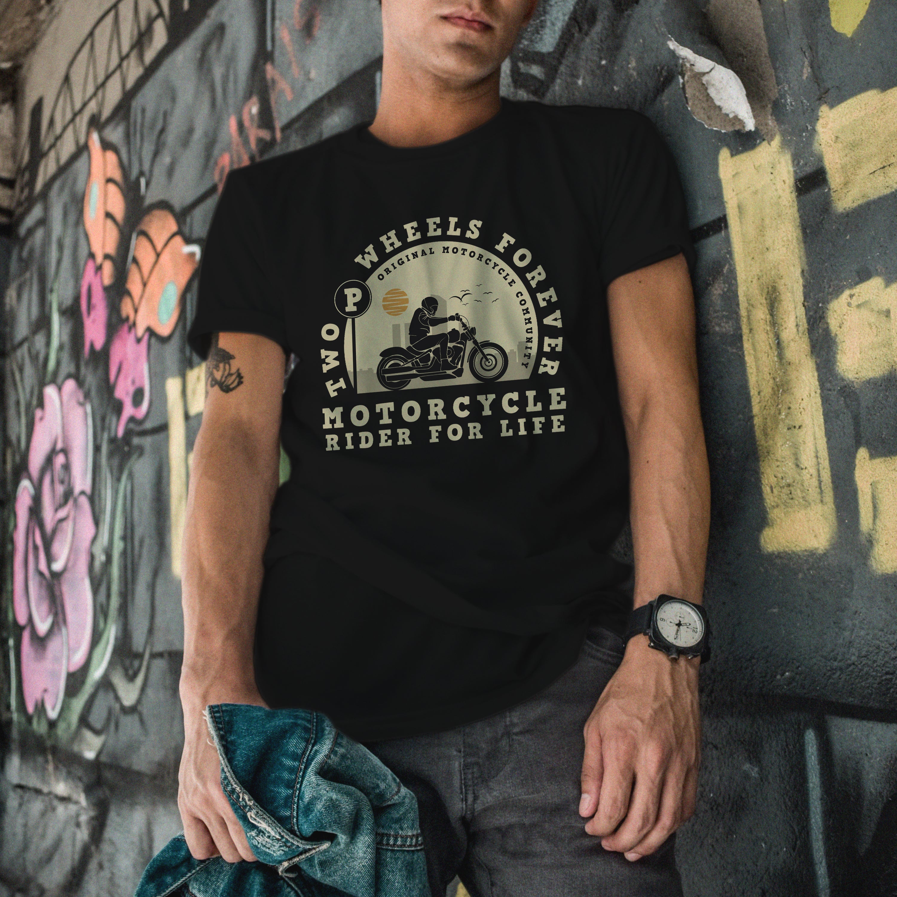 Motorcycle T-shirt Two Wheels Forever