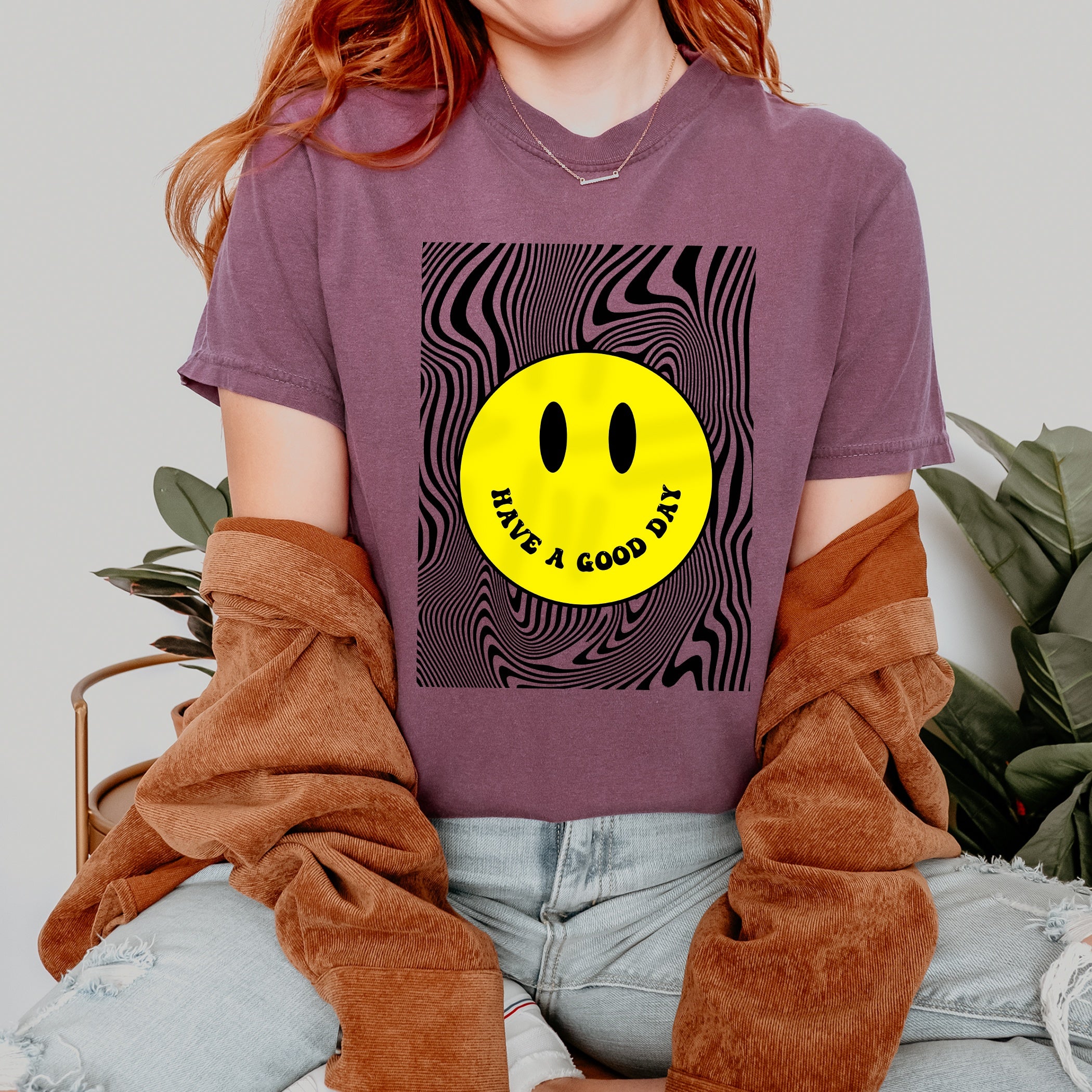 T-Shirt Vintage Smiley Face Graphique Tendance