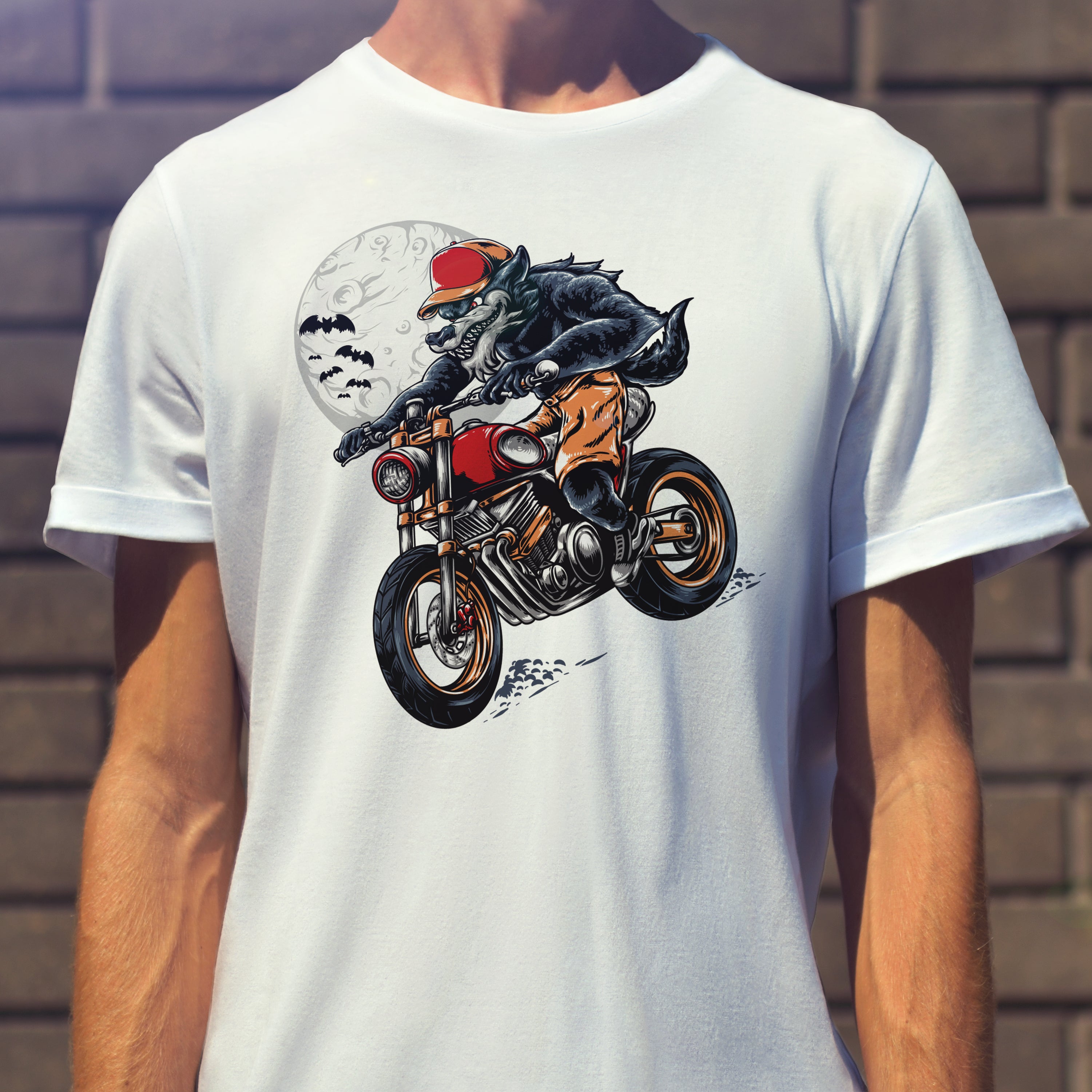 Motorcycle T-shirt Wolf Bike