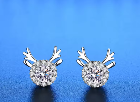 925 Sterling Silver Stud Earrings Deer