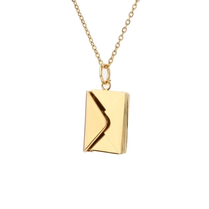 Fashion Envelop Gold plated Stainless Steel message necklace