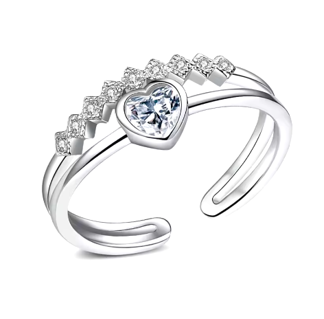 925 Sterling Silver Adjustable Ring Heart