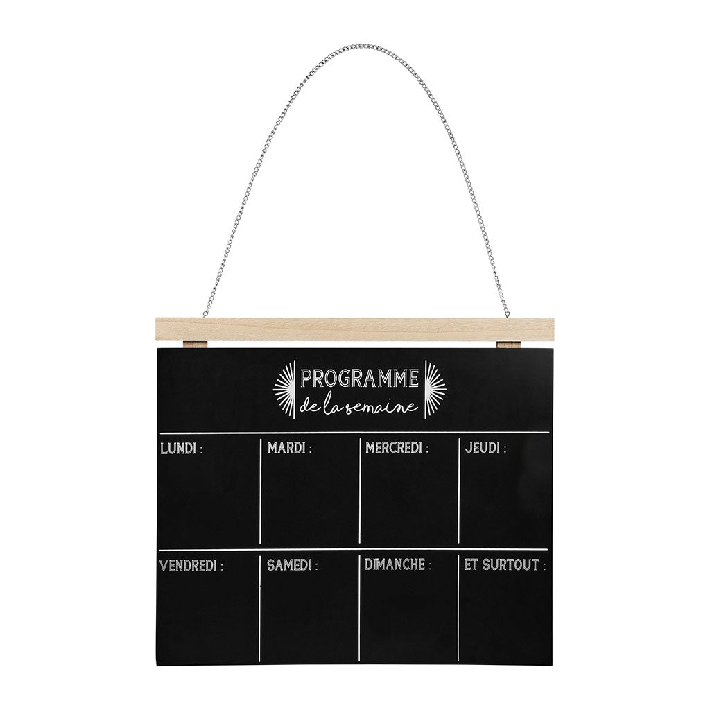 Semainier Ardoise Noir – Planning Hebdomadaire Effaçable